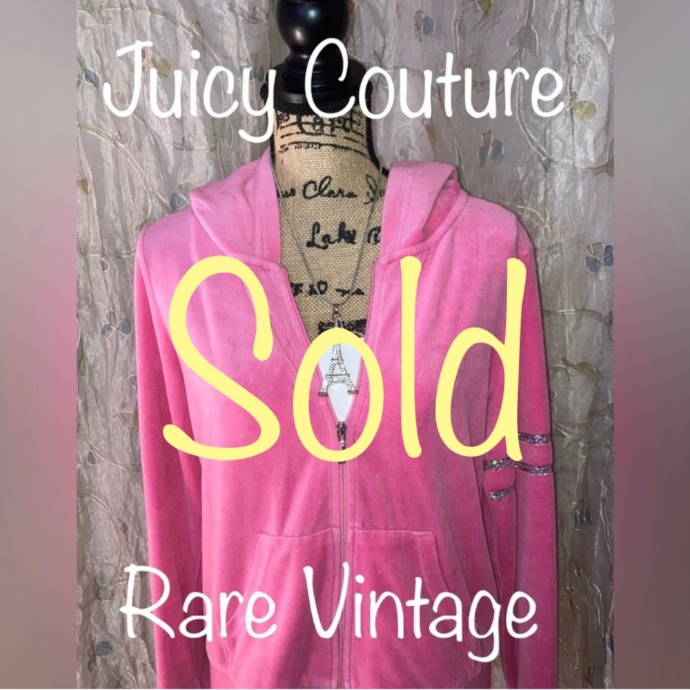 💖👑Y2K Juicy Couture Zip Up Hoodie w Sequin Embellished Sleeves👑💖
